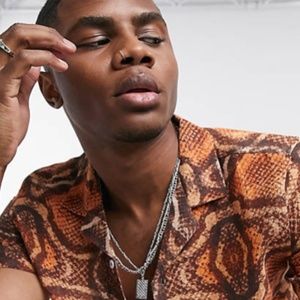 ASOS DESIGN Regular Revere Shirt in Kaleidoscope Animal Hopsack Print